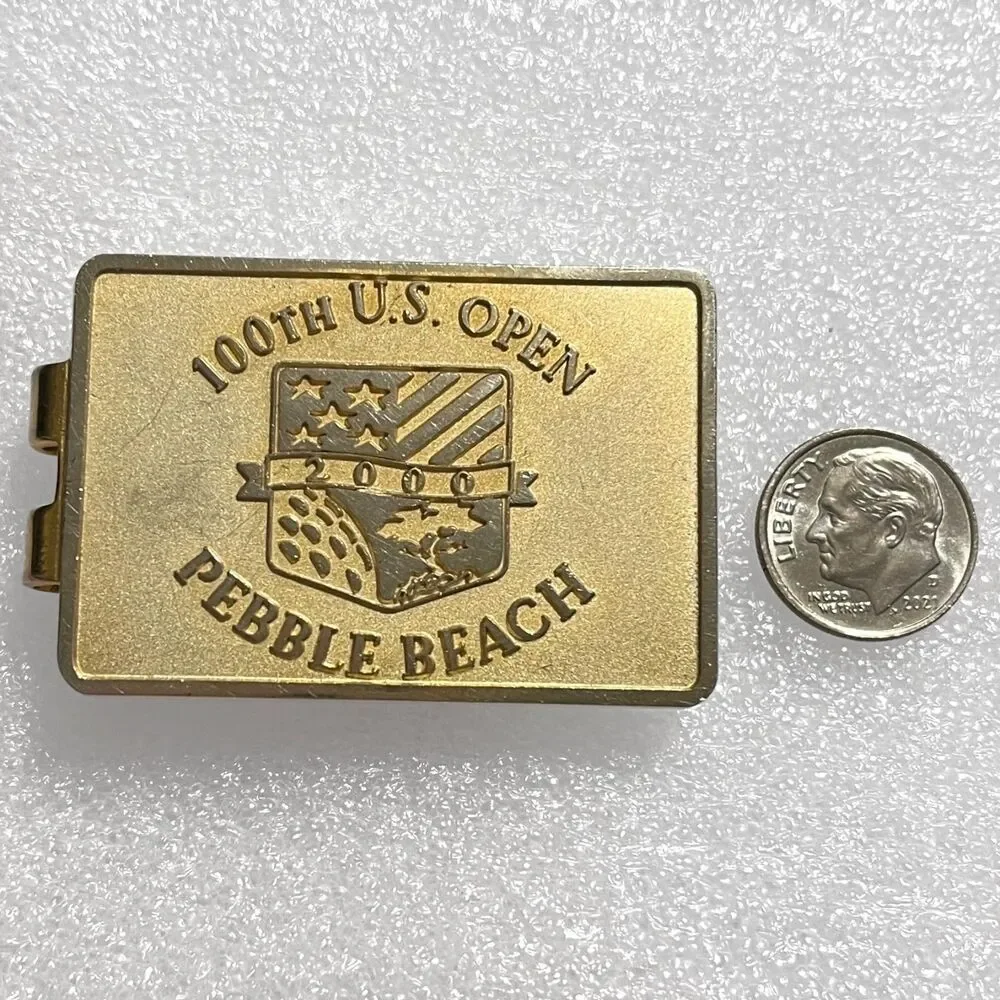 100th US Open Money Clip Pebble Beach Golf Course Gold Tone Anniversary 2000